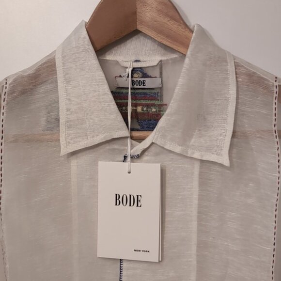 Bode NWT Sheer Pagoda Shirt Silk Linen Men's S/M - Picture 3 of 11